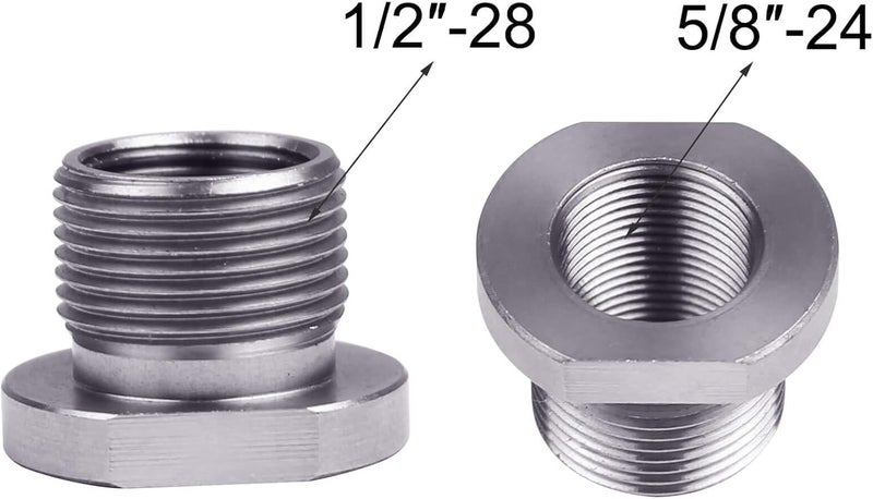 Wulankd 2 Pack Thread Protector, 1/2 x 28 ID to 5/8 x 24 OD, Stainless Steel Thread Adapters 1/2 x 28 Convert to 5/8 x 24 with Crush Washer Stainless Steel - Image 2